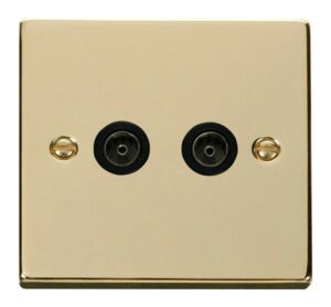Click Scolmore - Click Deco Twin Coaxial Socket Outlet Black (VPBR066BK)