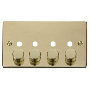 Click Scolmore - Click Deco Vpbr 4 Gang Double Dimmer Plate & Knobs (VPBR154PL)