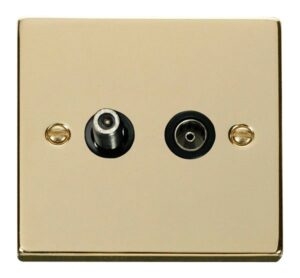 Click Scolmore - Click Deco 1 Gang Satellite & Isolated Coaxial Socket Outlet Black (VPBR157BK)