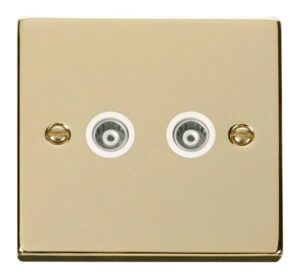 Click Scolmore - Click Deco Twin Isolated Coaxial Socket Outlet White (VPBR159WH)