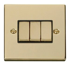 Click Scolmore - Click Deco 3 Gang 2 Way Ingot 10Ax Switch Black (VPBR413BK)