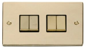 Click Scolmore - Click Deco 4 Gang 2 Way Ingot 10Ax Switch Black (VPBR414BK)