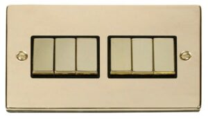 Click Scolmore - Click Deco 6 Gang 2 Way Ingot 10Ax Switch Black (VPBR416BK)