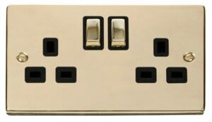 Click Scolmore - Click Deco 2 Gang 13A Dp Ingot Switched Socket Outlet Black (VPBR536BK)
