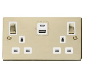 Click Scolmore - Click Deco 2G 13A Switch Skt 4.2A A&C Usb Ingot Vpbr Wh (VPBR586WH)