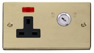 Click Scolmore - Click Deco 13A 1 Gang Dp Key Lockable Socket With Neon (VPBR675BK)
