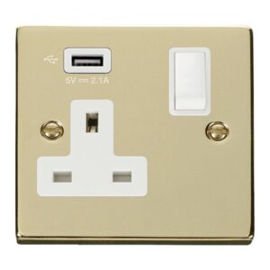 Click Scolmore - Click Deco 1G Skt Usb 2.1A Deco (VPBR771UWH)