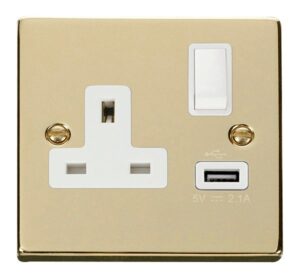 Click Scolmore - Click Deco 13A 1G Switched Socket With 2.1A Usb Outlet White (VPBR771WH)