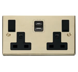 Click Scolmore - Click Deco 2G 13A Switch Skt 4.2A A&C Usb Vpbr Bk (VPBR786BK)