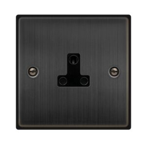 Click Scolmore - Click Deco 2A Round Pin Socket Outlet Matt Bronze Black Insert (VPBZ039BK)