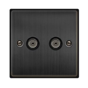 Click Scolmore - Click Deco Twin Non-Isolated Coaxial Outlet Matt Bronze Black Insert (VPBZ066BK)
