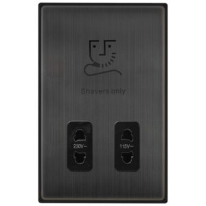 Click Scolmore - Click Deco 115V/230V Dual Voltage Shaver Socket Matt Bronze Black Insert (VPBZ100BK)