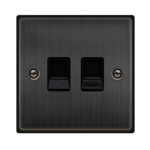 Click Scolmore - Click Deco Twin Telephone Master Outlet Matt Bronze Black Insert (VPBZ121BK)