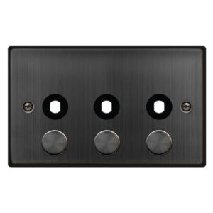Click Scolmore - Click Deco 2 Gang Unfurnished Dimmer Plate & Knobs 3 Aperture Matt Bronze (VPBZ153PL)