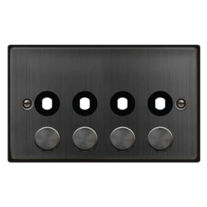 Click Scolmore - Click Deco 2 Gang Unfurnished Dimmer Plate & Knobs 4 Aperture Matt Bronze (VPBZ154PL)