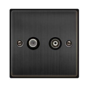 Click Scolmore - Click Deco Isolated Satellite & Isolated Coaxial Outlet- Matt Bronze Black Insert (VPBZ157BK)