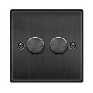 Click Scolmore - Click Deco 2 Gang 2 Way 100W Dimmer Switch Matt Bronze (VPBZ162)