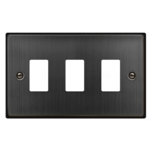 Click Scolmore - Click Deco 3 Gang GridPro Front Plate Matt Bronze (VPBZ20403)