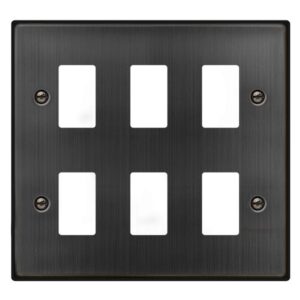 Click Scolmore - Click Deco 6 Gang GridPro Front Plate Matt Bronze (VPBZ20506)