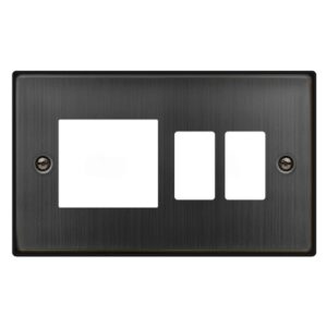 Click Scolmore - Click Deco 2 Gang GridPro With Twin New Media Aperture Combination Plate Matt Bronze (VPBZ31102)