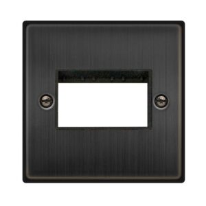 Click Scolmore - Click Deco 1 Gang Minigrid Unfurnished Plate 3 Aperture Matt Bronze Black Insert (VPBZ403BK)