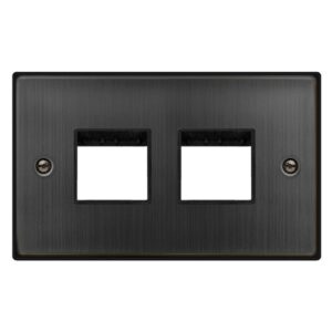 Click Scolmore - Click Deco 2 Gang Minigrid Unfurnished Plate 2+2 Aperture Matt Bronze Black Insert (VPBZ404BK)