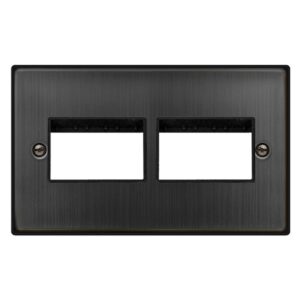 Click Scolmore - Click Deco 2 Gang Minigrid Unfurnished Plate 3+3 Aperture Matt Bronze Black Insert (VPBZ406BK)