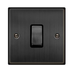 Click Scolmore - Click Deco 10Ax Ingot 1 Gang 2 Way Plate Switch Matt Bronze Black Insert (VPBZ411BK)