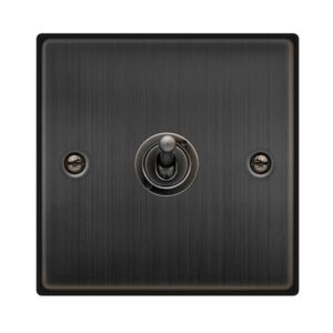 Click Scolmore - Click Deco 10Ax 1 Gang 2 Way Toggle Plate Switch Matt Bronze (VPBZ421)