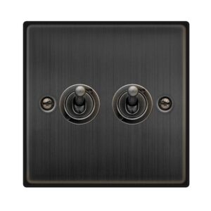 Click Scolmore - Click Deco 10Ax 2 Gang 2 Way Toggle Plate Switch Matt Bronze (VPBZ422)