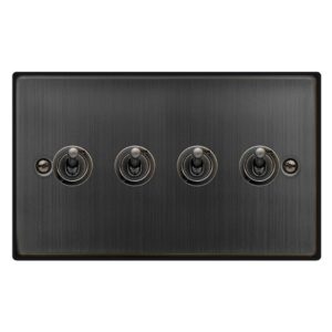 Click Scolmore - Click Deco 10Ax 4 Gang 2 Way Toggle Plate Switch Matt Bronze (VPBZ424)