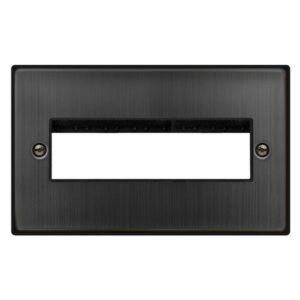 Click Scolmore - Click Deco 2 Gang Minigrid Unfurnished Plate 6 Aperture Matt Bronze Black Insert (VPBZ426BK)