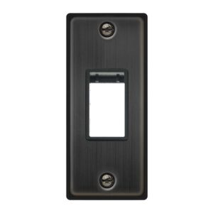 Click Scolmore - Click Deco 1 Gang Minigrid Unfurnished Architrave Plate 1 Aperture Matt Bronze Black Insert (VPBZ471BK)