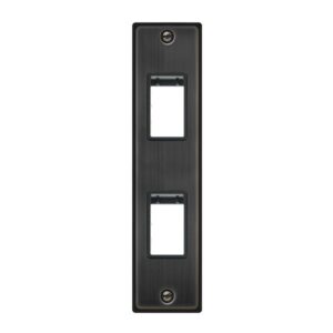 Click Scolmore - Click Deco 2 Gang Minigrid Unfurnished Architrave Plate 2 Aperture Matt Bronze Black Insert (VPBZ472BK)
