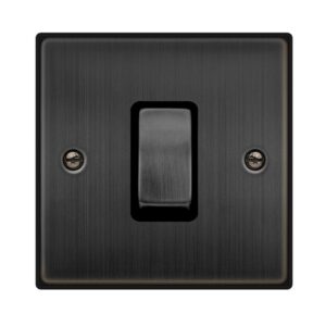 Click Scolmore - Click Deco 50A Ingot 1 Gang Double Pole Plate Switch Matt Bronze Black Insert (VPBZ500BK)