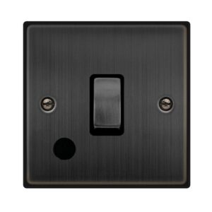 Click Scolmore - Click Deco 20A Ingot Double Pole Plate Switch With Optional Flex Outlet Matt Bronze Black Insert (VPBZ522BK)