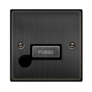 Click Scolmore - Click Deco 13A Ingot Fused Connection Unit With Optional Flex Outlet Matt Bronze Black Insert (VPBZ550BK)