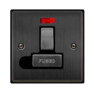 Click Scolmore - Click Deco 13A Ingot Dp Switched Fused Connection Unit With Neon & Optional Flex Outlet Matt Bronze Black Insert (VPBZ552BK)