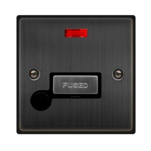 Click Scolmore - Click Deco 13A Ingot Fused Connection Unit With Neon & Optional Flex Outlet Matt Bronze Black Insert (VPBZ553BK)