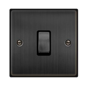 Click Scolmore - Click Deco 20A Ingot Double Pole Plate Switch Matt Bronze Black Insert (VPBZ722BK)