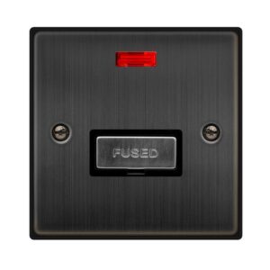Click Scolmore - Click Deco 13A Ingot Fused Connection Unit With Neon Matt Bronze Black Insert (VPBZ753BK)