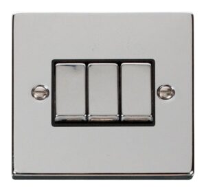 Click Scolmore - Click Deco 3 Gang 2 Way Ingot 10Ax Switch Black (VPCH413BK)