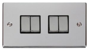 Click Scolmore - Click Deco 4 Gang 2 Way Ingot 10Ax Switch Black (VPCH414BK)