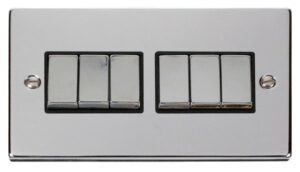 Click Scolmore - Click Deco 6 Gang 2 Way Ingot 10Ax Switch Black (VPCH416BK)