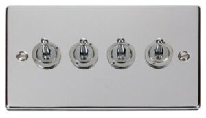 Click Scolmore - Click Deco 4 Gang 2 Way 10Ax Toggle Switch (VPCH424)