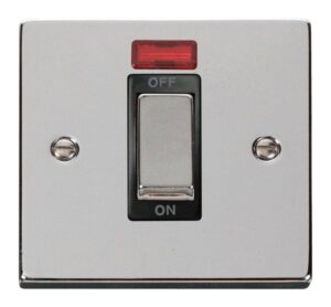 Click Scolmore - Click Deco Ingot 1 Gang 45A Dp Switch With Neon Black (VPCH501BK)