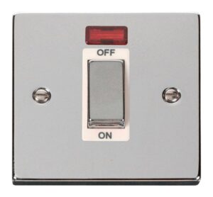 Click Scolmore - Click Deco Ingot 1 Gang 45A Dp Switch With Neon White (VPCH501WH)