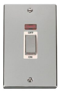Click Scolmore - Click Deco Ingot 2 Gang 45A Dp Switch With Neon White (VPCH503WH)