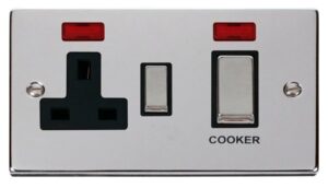 Click Scolmore - Click Deco Ingot 45A Dp Switch 13A Switched Socket & Neons (2) Black (VPCH505BK)