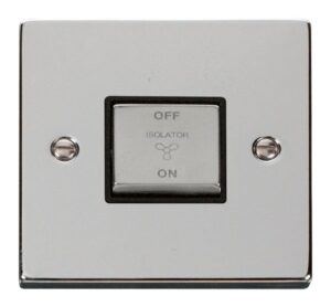 Click Scolmore - Click Deco 10A Ingot 3 Pole Fan Isolation Plate Switch (VPCH520BK)